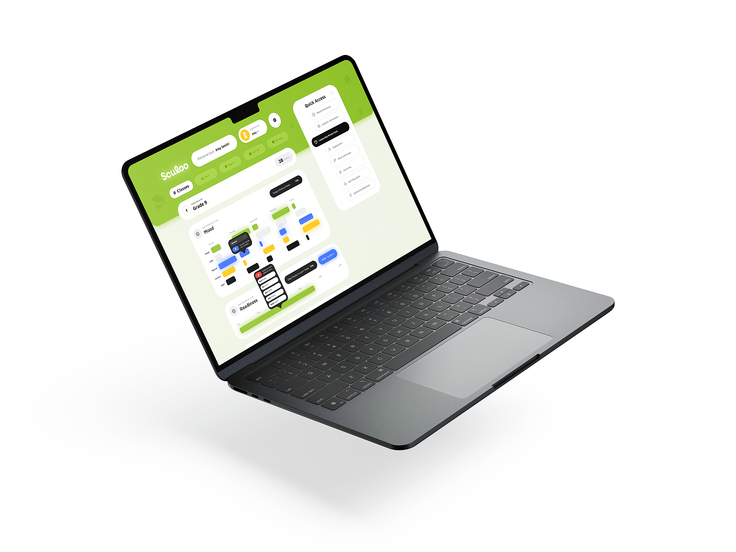 Teacher dashboard preview on a laptop